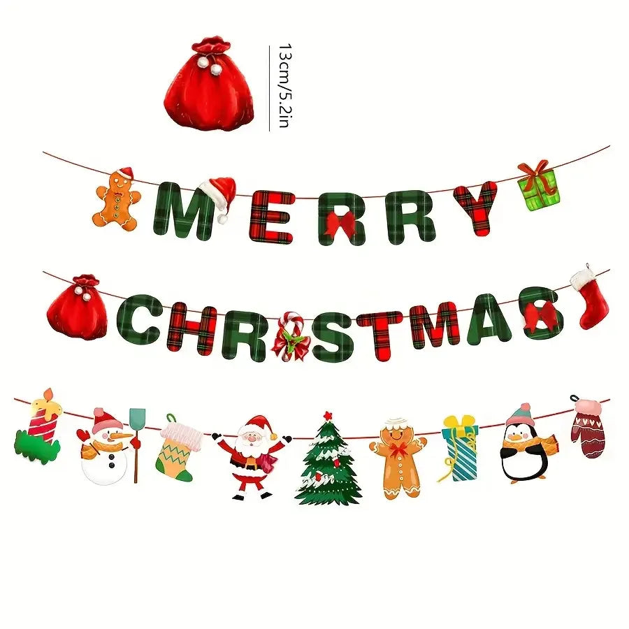 Merry Christmas“ Party-Dekorationsset – Festliches Banner & Girlande.
