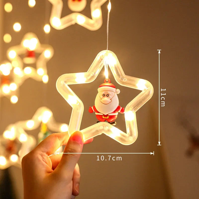 Christmas LED Strip Lights Room Garland LED Curtain Lamp USB Plug Christmas Decorations Lights for Bedroom Living Room Window