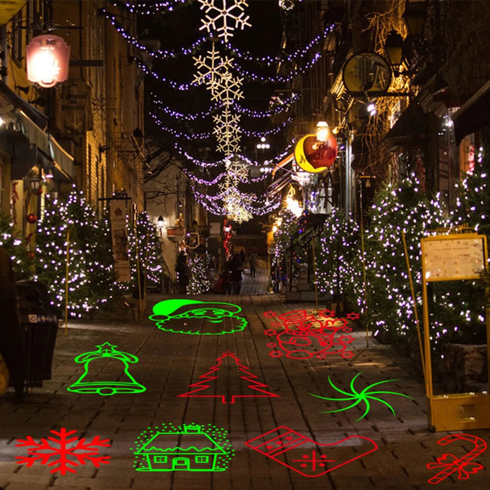 Christmas Laser Lights Outdoor Landscape Projector Laser Light Waterproof Red Green LED Laser Star Snowflake Garden Decoration