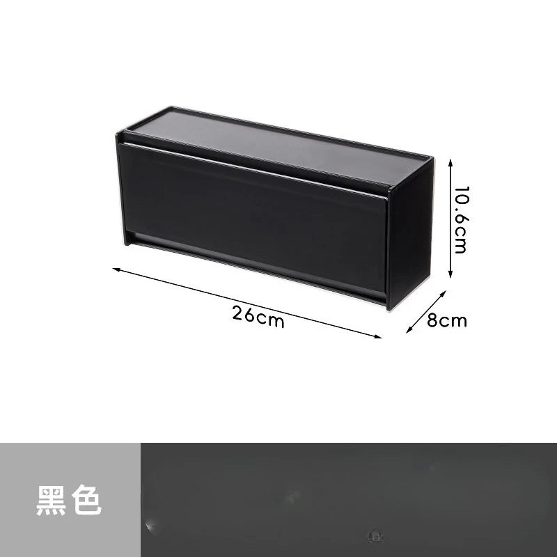 Bathroom Organizer Wall Mounted Storage Box No Drill Adhesive Shelf Flip Top Compartment Space Saving Home Storage Solution