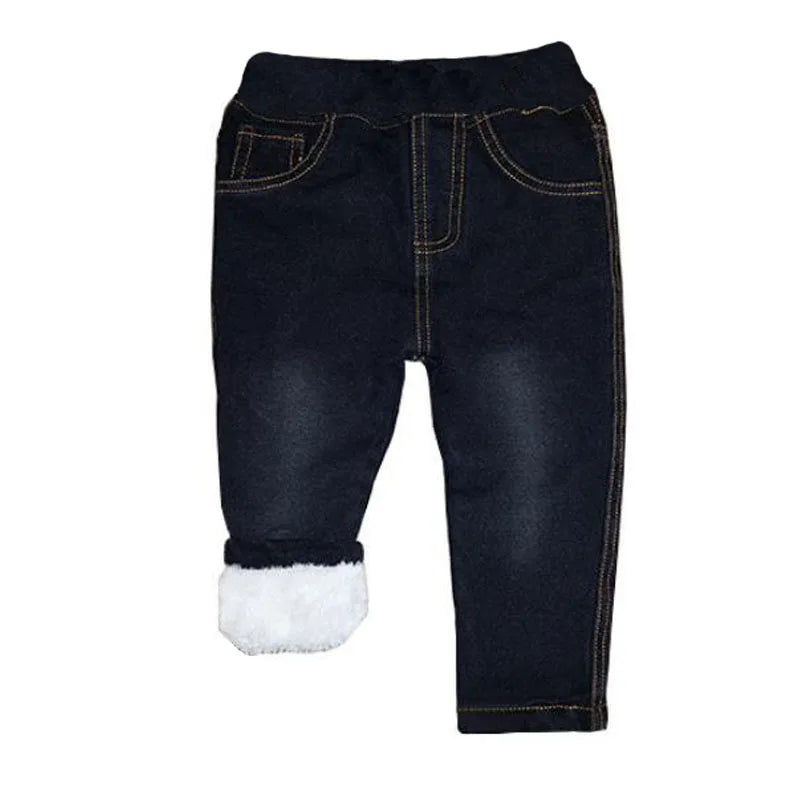 2022 New Warm pants Kids Cartoon Pant Fashion Boy Girl Jeans Winter Thickening Kids Denim Pants Baby Jean Infant Clothing 1-6Y