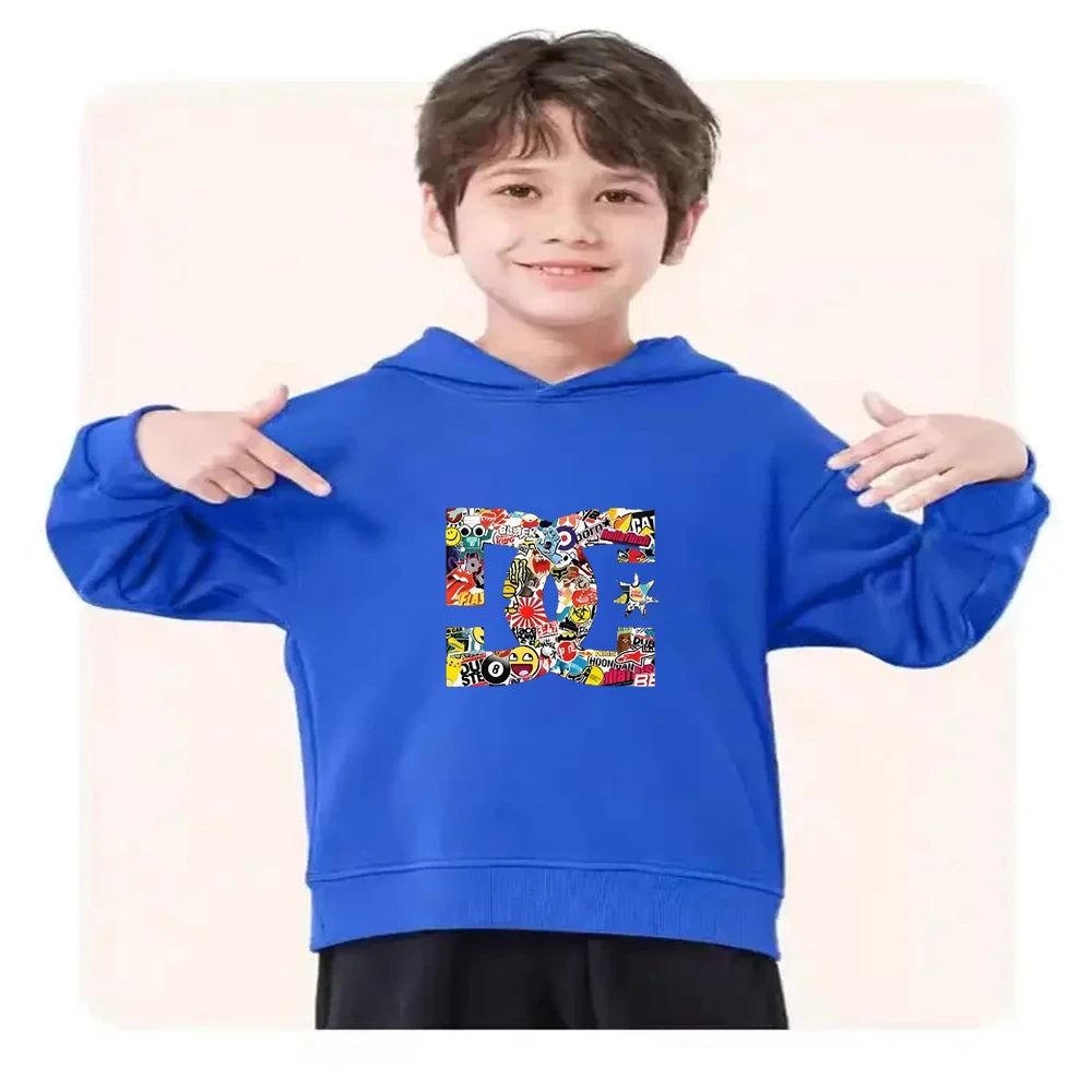 Children's Hoodie 3-12 Years Girls Pink Boy Black Tops+Pants Set Leisure Sweatshirt Printing Fashion Kids Autumn Clothing