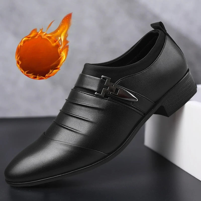 Mens Dress Shoes Business Leather Shoes Luxury Slip on Oxfords Point Toe Men Wedding Shoes Loafers Classic Plus Size Formal Shoe
