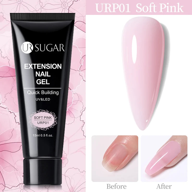UR SUGAR 15ml Nail Extension Gel Set Acrylic Quick Building Hard Gel For Finger Prolong Form Tips Manicure Extension Tool Kits