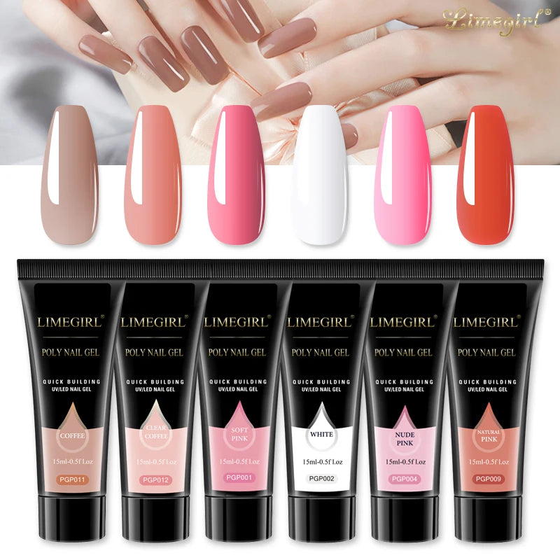LIMEGIRL  Poly Nail Gel Set Manicure Set Gel Cuticle Pusher Finger Extend Mold Nail Kit All For Quick Extension Manicure Set