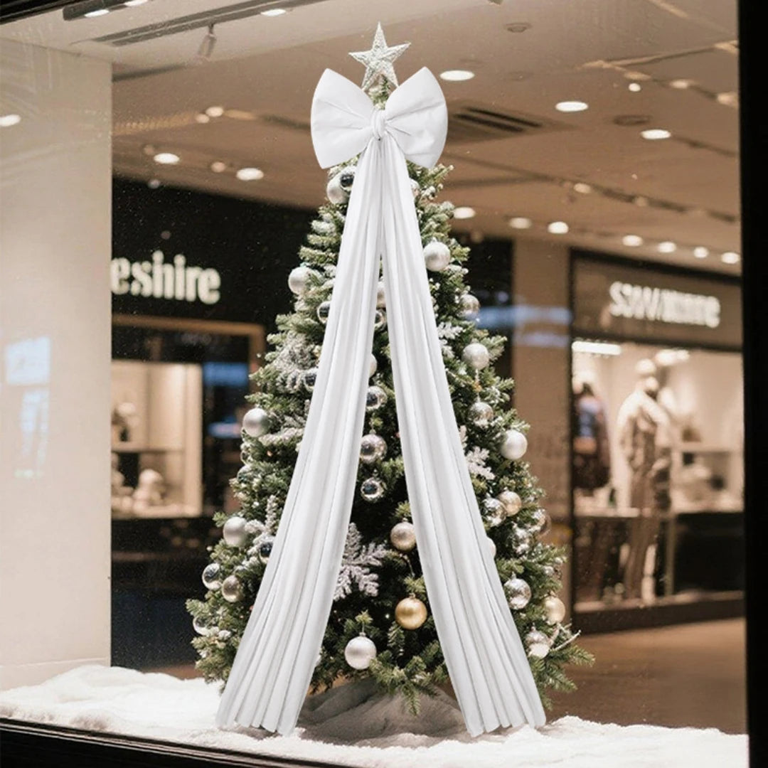👉 Luxuriöse XL Samtschleife für den Weihnachtsbaum – Rubinrot