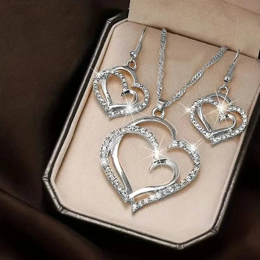 Women Love Wrapped Jewelry Set Necklace Earrings Bracelet, Fashion Accessory for Wedding Party Festival Casual Daily Outfit