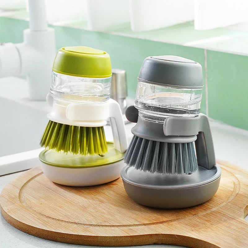 Ergonomische Palm-Geschirrbürste mit integriertem Seifenspender