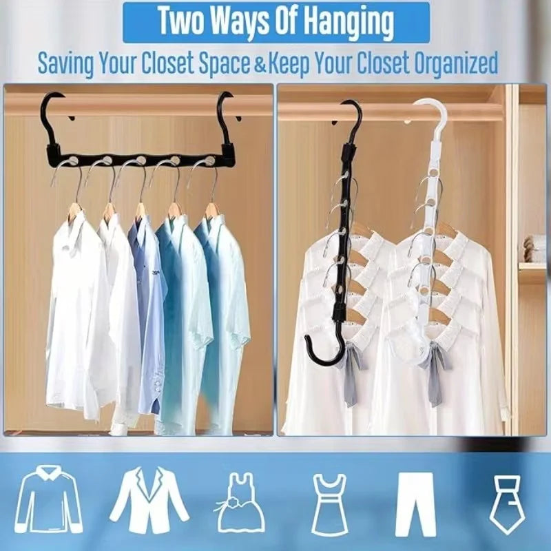 Creative Five-Hole Magic Hangers,Magic Space Saving Hangers,Suitable for Large Clothes,Dorm Room  Wardrobe Clothes Organizer