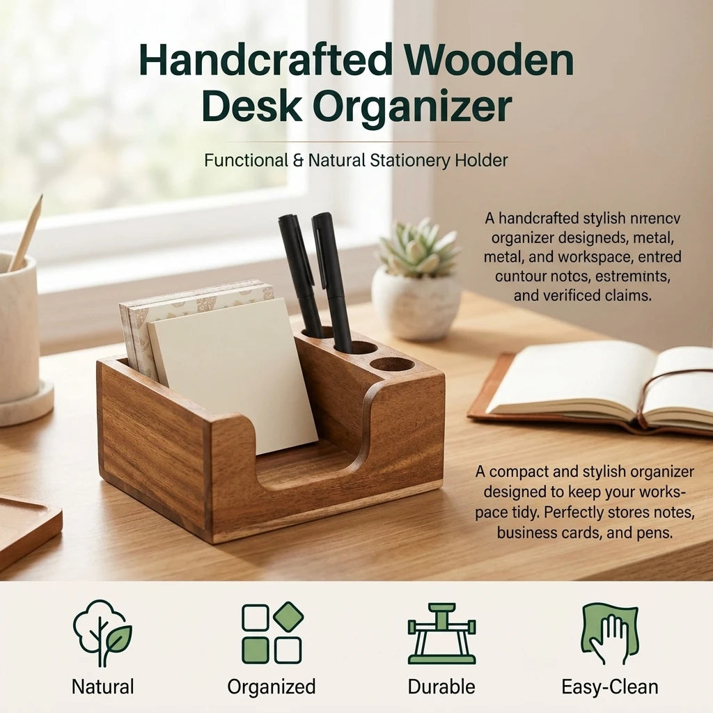 Premium Schreibtisch-Organizer aus Massivholz