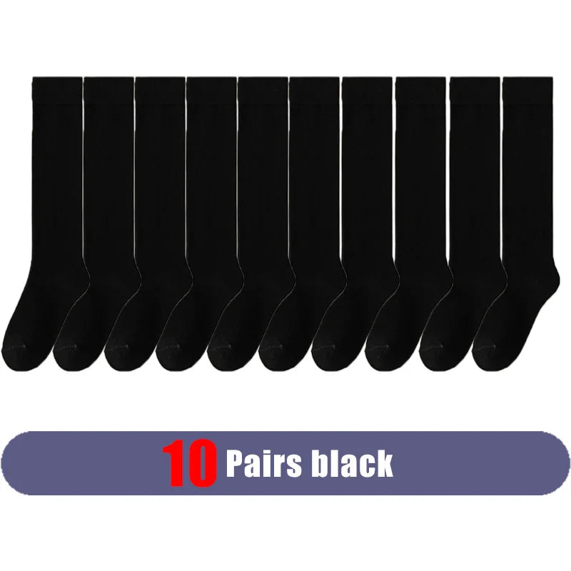 Long Socks Women Stockings Organic Cotton Solid Warm Thigh High Ladies Girls Street Fashion Young Casual Knee Socks Harajuku