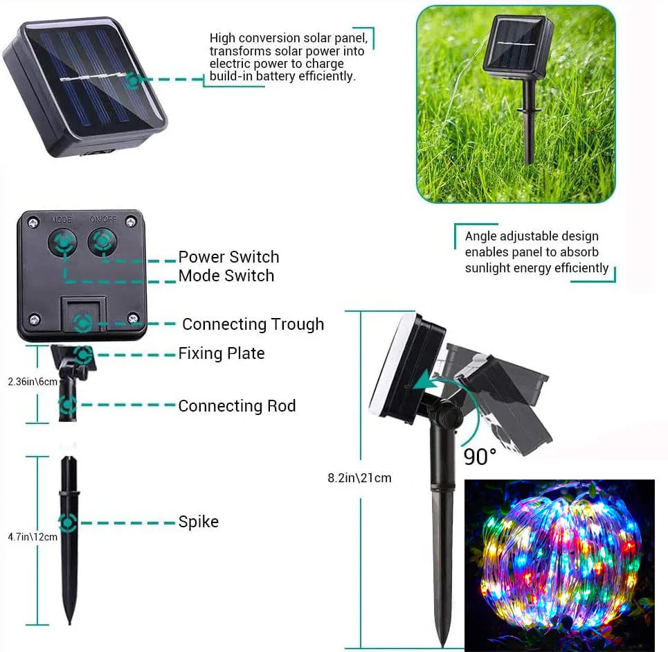 Christmas Outdoor Solar String Lights LED Flashing Fairy Lights DIY Shape Design Garden Decor Lights for Yard Tree Xmas Party