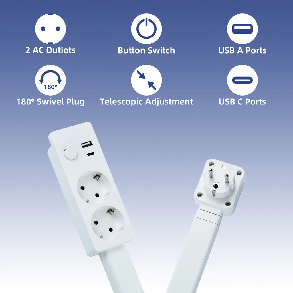 Electrical Outlet Extender 3 Sided 6 Outlet 4 USB Wall Tap for Home Office Travel Safety
