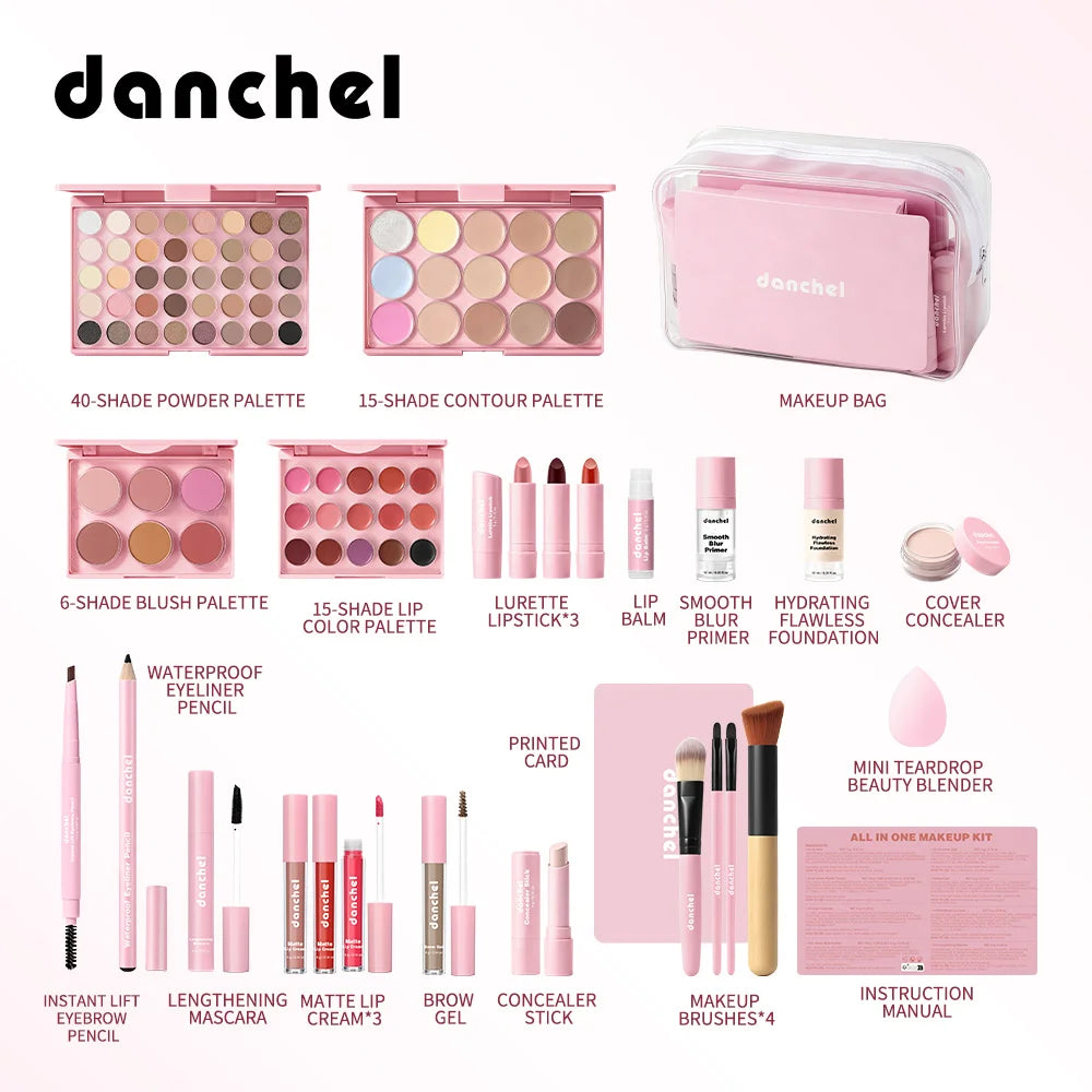 All in One Makeup Kit Full Makeup Kit Gift for Women Teen Girl Eyeshadow Blush Foundation Primer Brush Lipstick Lipgloss Cosmeti