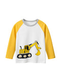 Boys T-shirt Kids Tees Baby Child Boy Cartoon Tops Spring Children Tee Long Sleeve Cotton Cars Trucks Bus Striped Autumn Shirt