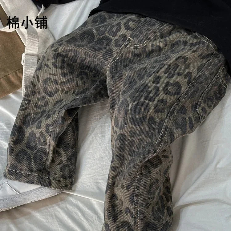 Kids Jeans Leopard Print Jeans Children's Fall Pants for Boys & Girls Trendy Kids Clothes & Stylish Denim