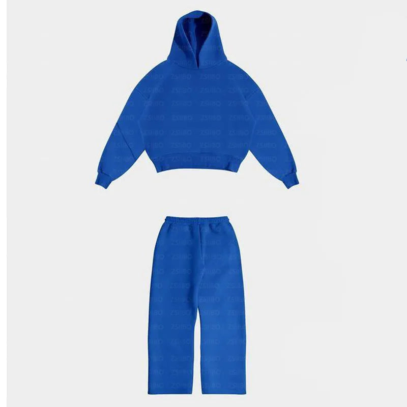 Men's New Sportswear Set Trendy 2-Piece Hoodie & Pants Outdoor Basketball Casual Simple Couple Fashion Solid Color Loose