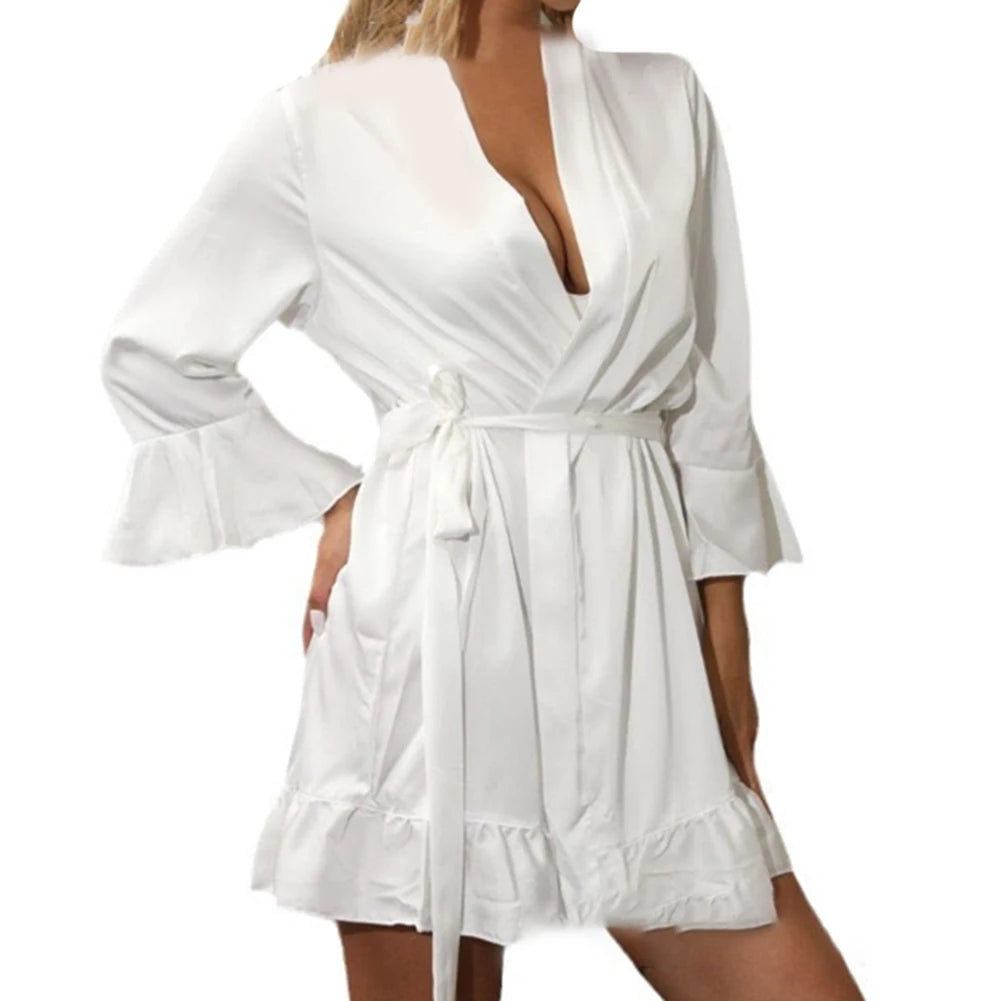 Women's Swimsuit Fashionable Casual Sexy V Lace Nightgown Cute Bathrobe Pajamas Soft Calcinha Sleep Woman Sleepwear Fashion