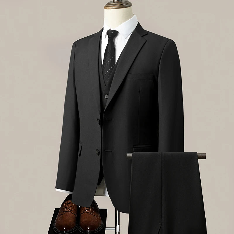 Three-piece suit in new fabric for men, fashionable for business, gentleman's wedding, casual, professional formal wear. M-6XL