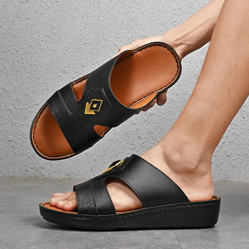 2026men's Slippers Fashion Outdoor Casual Cool Slippers Summer Open-toe Beach Slippers Non-slip Platform Sandals Chanclas Hombre