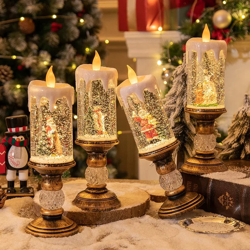 Dekorative Weihnachts-LED-Kerzen mit Schneeeffekt