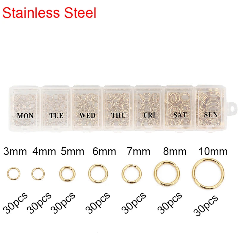 Stainless Steel  Jewelry Making Kit Set Box  Jump Rings Lobster Clasps End Crimp Bead Cover ForSupplies Diy Necklace Accessories