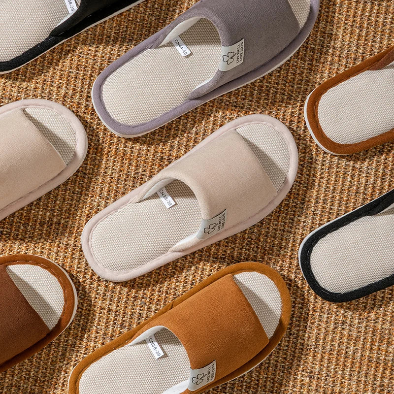 Slippers for Men，Non-Slip Soft-Soled Indoor House Slippers for Spring&Summer, All-Season Linen Home Comfortable Slippers