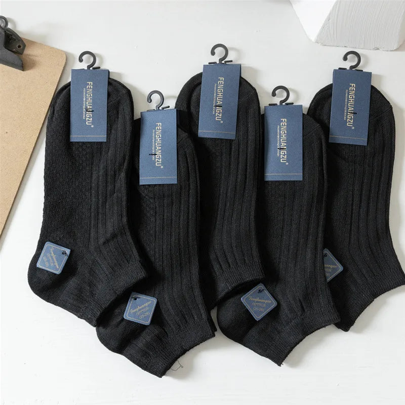 5 Pairs 1 Lot Cotton Socks Pack Men Solid Color White Black Gray Thin Breathable Wholesale Hommes Summer Socks Set Calcetines