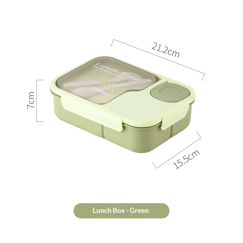 Bento Lunch Box Kid's Lunch Boxs Microwaveable BentoBox with Tableware Kawaii Heated 3 Grid Sandwich Snack Food Box Food Storage