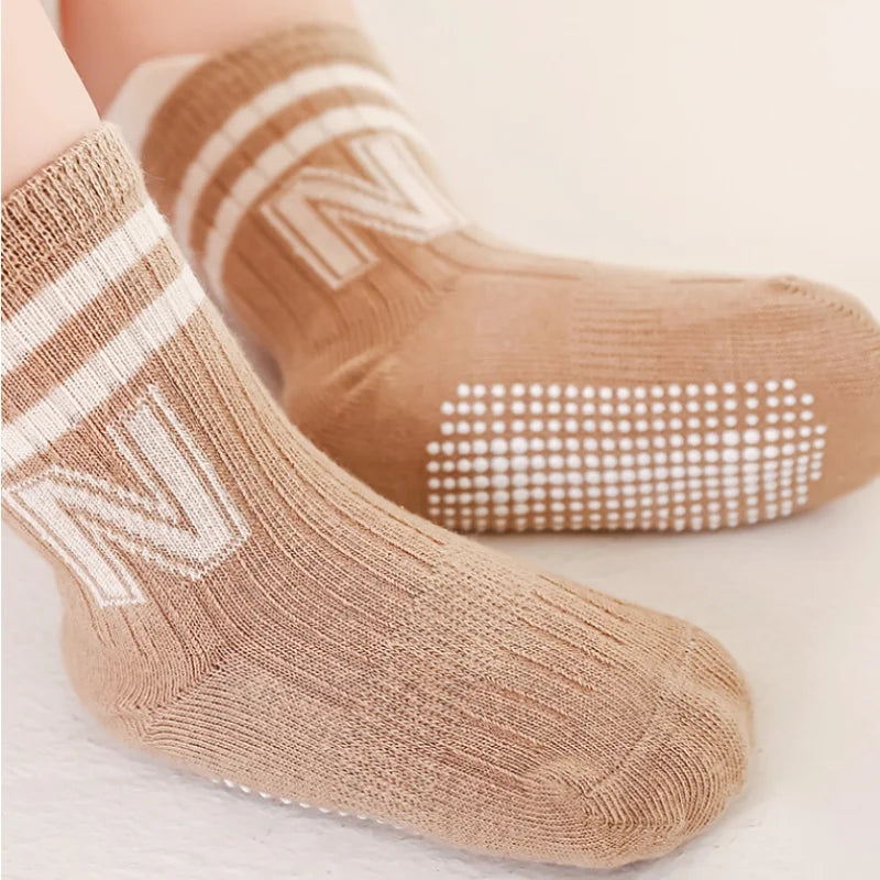 3Pairs/lot Children's Socks For Boys Girls Cotton Letter Kids Socks Casual Sport Girl Boy Toddler Baby Floor Short Sock Non-slip