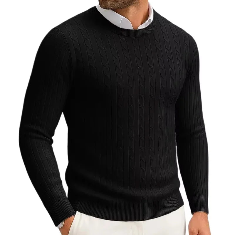 Winter Warm Sweater Men's Round Neck Sweater Slim Fit Pullover Sweater Men's Knitted Inner Top