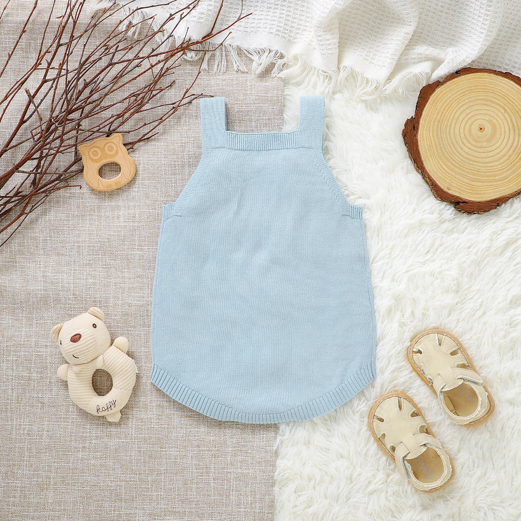 Newborn Baby Bodysuit Cotton Knit Infant Boy Girl Jumpsuit Sleeveless Summer Children Sling Clothes Fashion Solid 0-18M Overalls