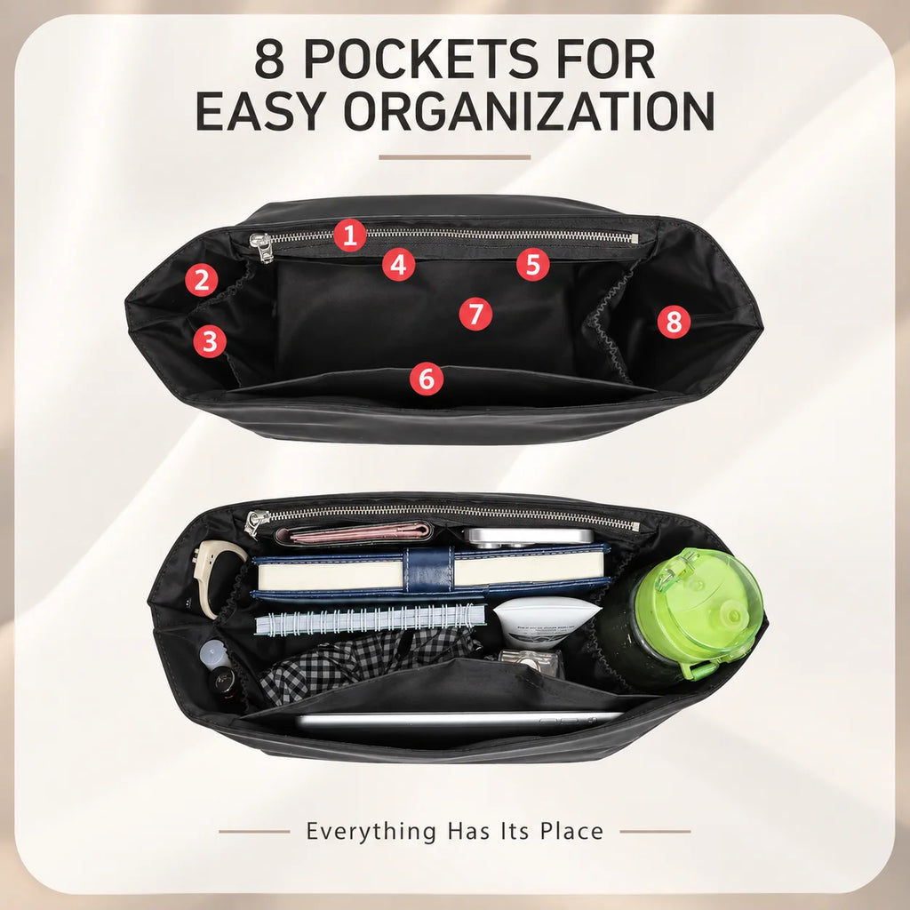 Nylon Bag Organizer Insert Compatible with Longchamp Le Pliage Large Tote, Lightweight Purse Divider Shaper with Multiple Pocket