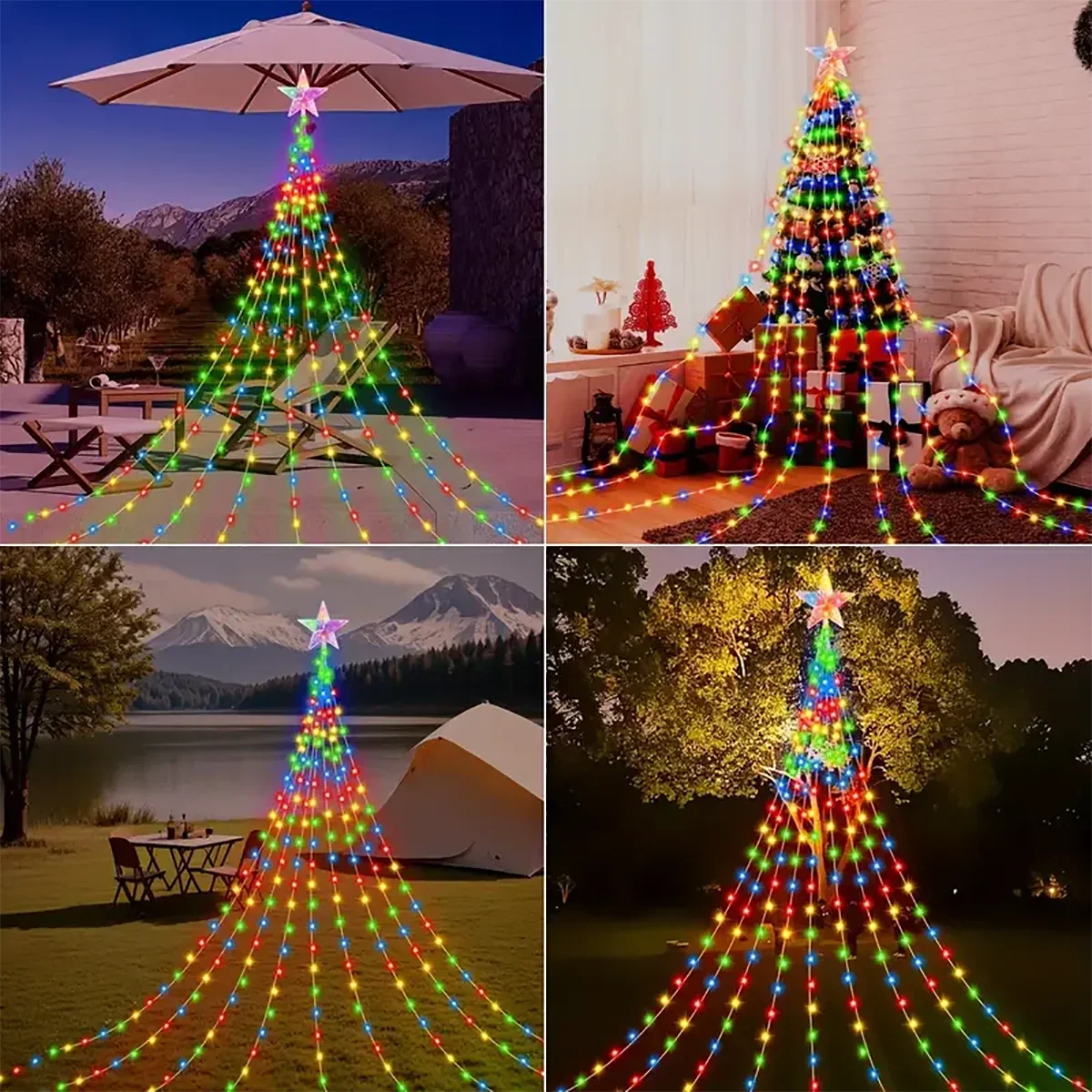 Christmas Decoration 2025 Solar Holiday Decoration Lights LED Christmas String Lights Outdoor Glowing Stars Christmas