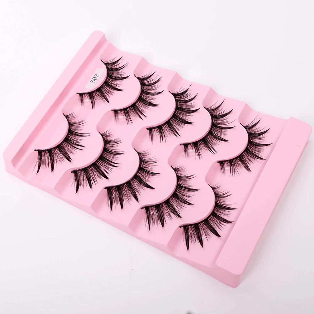 Yiernuo 1/5 Pairs Cosplay Anime Eyelashes Manga Lashes Dramatic Fairy Clusters Lashes Wet Look Lashes