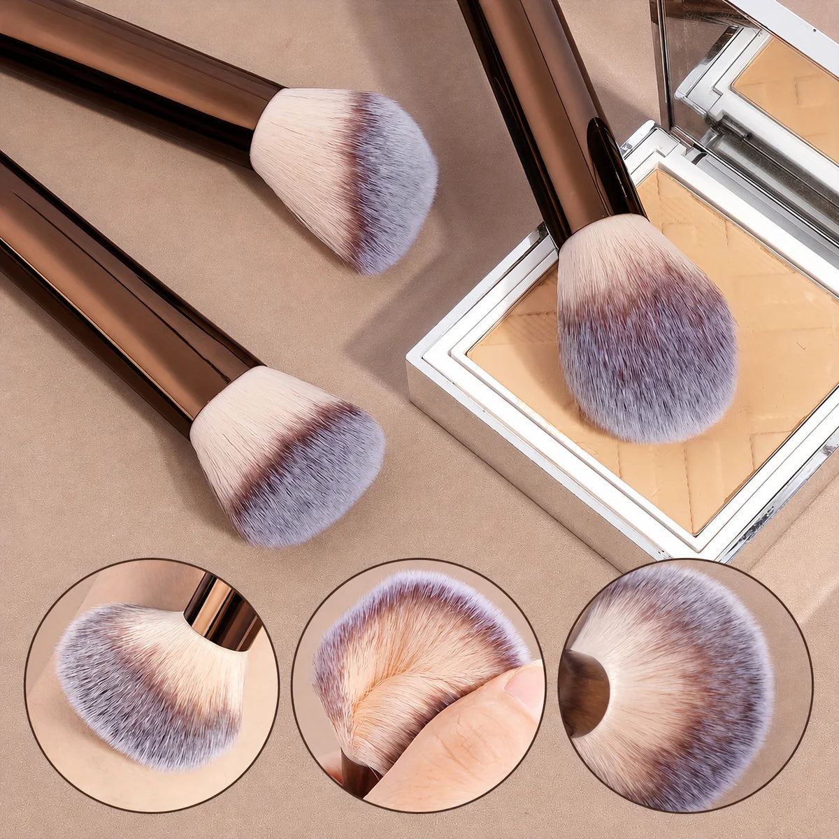 17PCS Professional Makeup Kit Including 13 Aluminum Brushes, Carry Bag & 3 Sponge Puffs, Powder, Eyeshadow, Blush and Detail Too