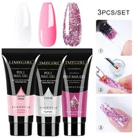 LIMEGIRL  Poly Nail Gel Set Manicure Set Gel Cuticle Pusher Finger Extend Mold Nail Kit All For Quick Extension Manicure Set