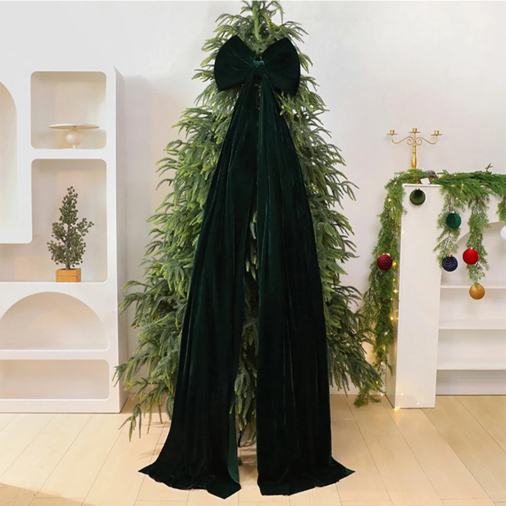 👉 Luxuriöse XL Samtschleife für den Weihnachtsbaum – Rubinrot