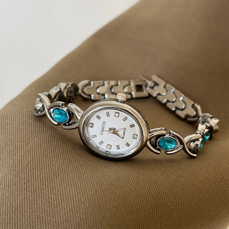 Minimalist Bracelet Watches for Women Fashion Casual Oval Dial Quartz Wristwatch Luxury Elegant Ladies Gift Clock Reloj De Mujer