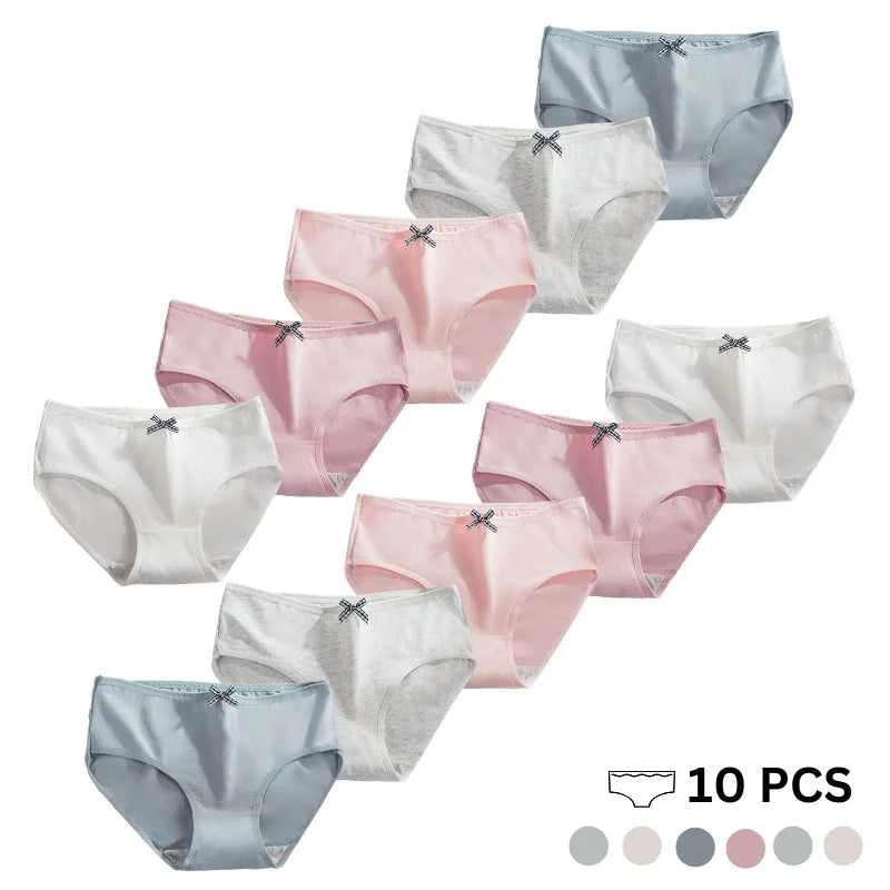 10-Piece Girls Panties Cotton Solid Fashion Adolescent Children Underwear Schoolgirl Knickers Breathable Teenager Girls Briefs