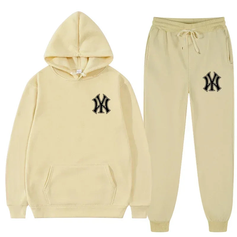 2026Men's running and fitness fashion casual sportswear set for autumn and winter hooded sweatshirt  jogging pants two-piece set