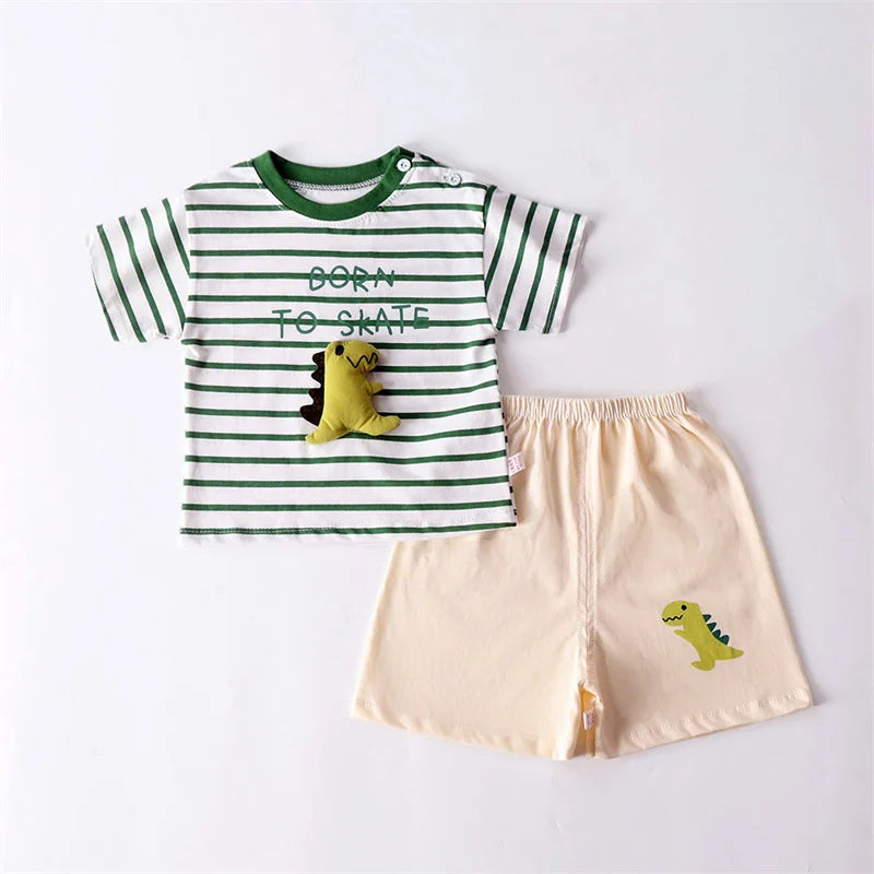 Kids Clothes Set Baby Boy/Girl T-Shirt + Shorts Summer Clothing Cotton Cartoon Casual Boys Tracksuit Children Baby Clothes Set