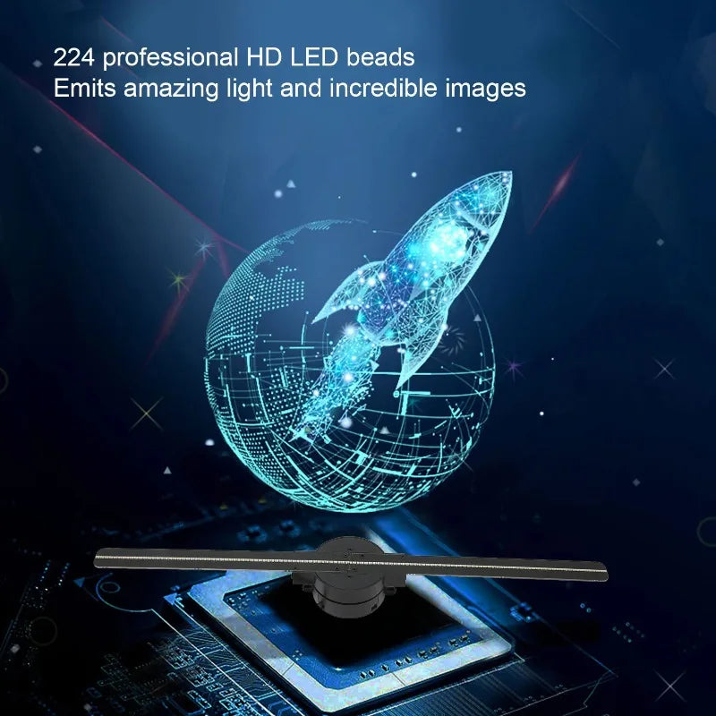 3D Holographic Projection Fan 42cm Portable Advertising Machine Suspended Aerial Photography Stereoscopic Fan Screen Promotion
