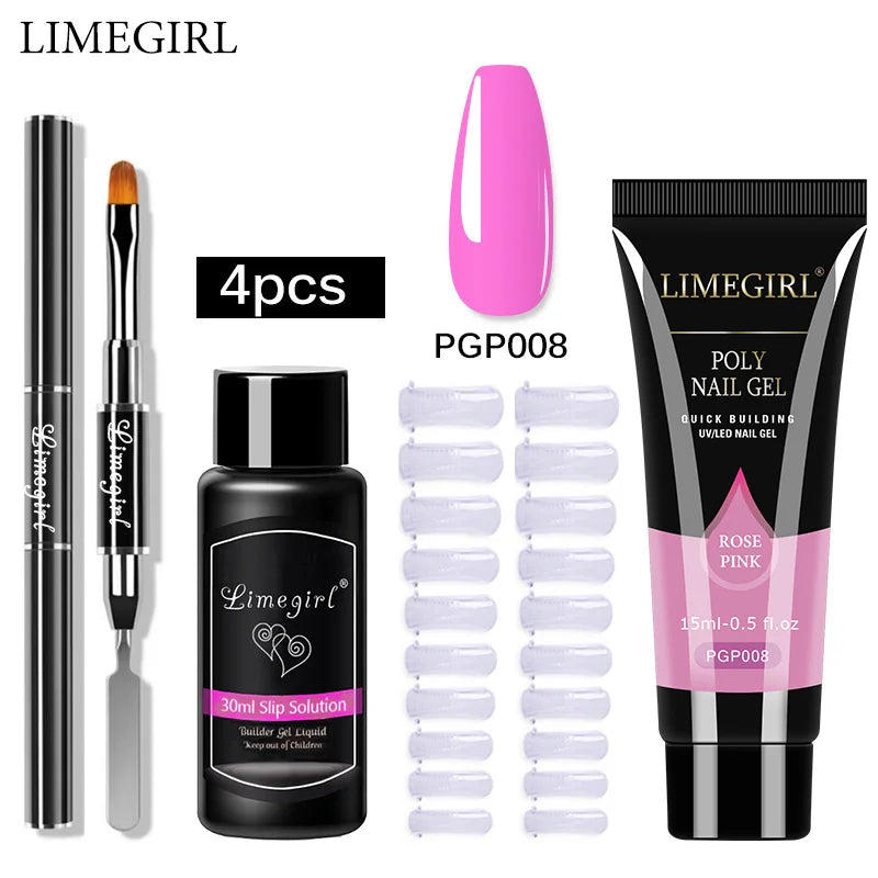 LIMEGIRL  Poly Nail Gel Set Manicure Set Gel Cuticle Pusher Finger Extend Mold Nail Kit All For Quick Extension Manicure Set