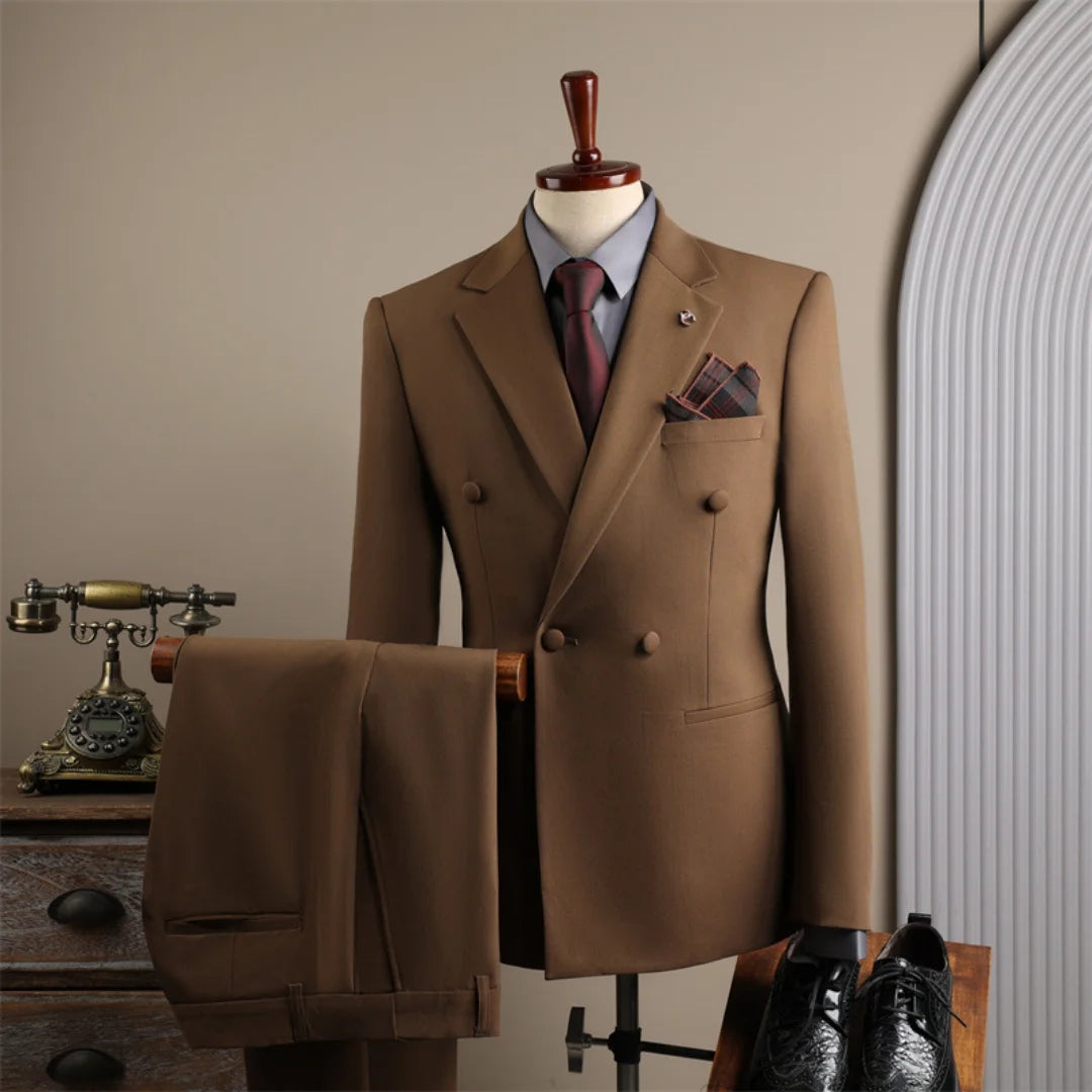 Men's Suits Complete Men's Suits 3‑Piece Outfit Set Elegant Wrinkle‑Resistant Well‑Tailored For Wedding Business Meetings