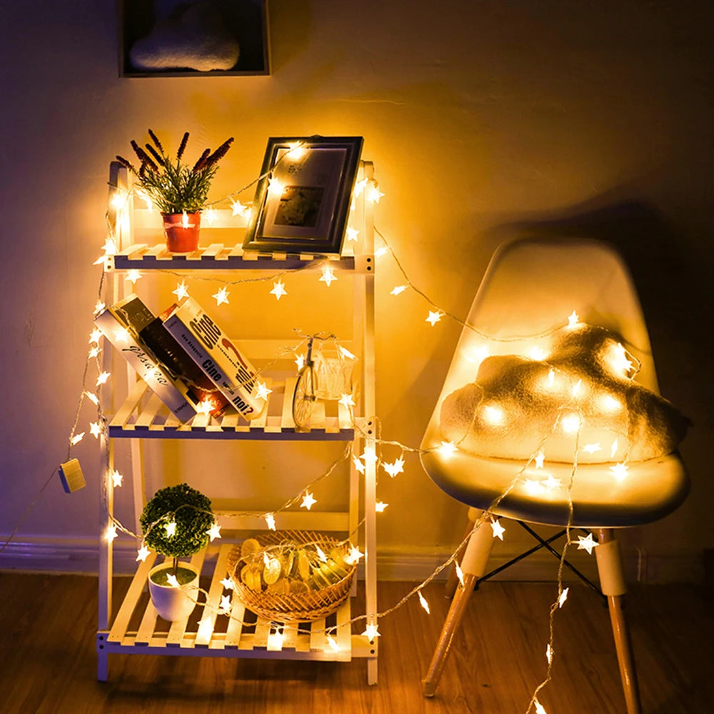 LED-Sternen-Lichterkette – Romantische Weihnachtsdekoration