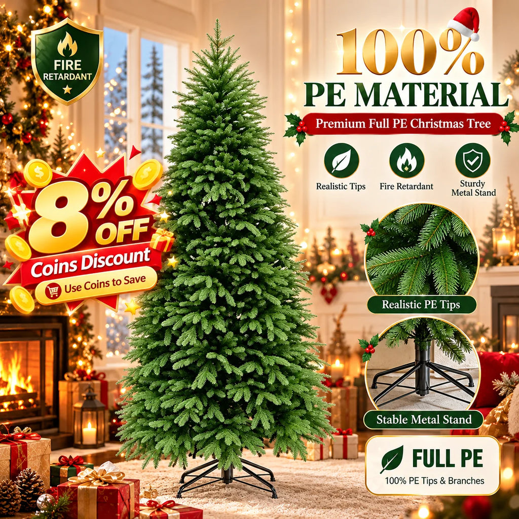👉 Königlicher Full-PE Weihnachtsbaum – 100% Real-Touch Luxus