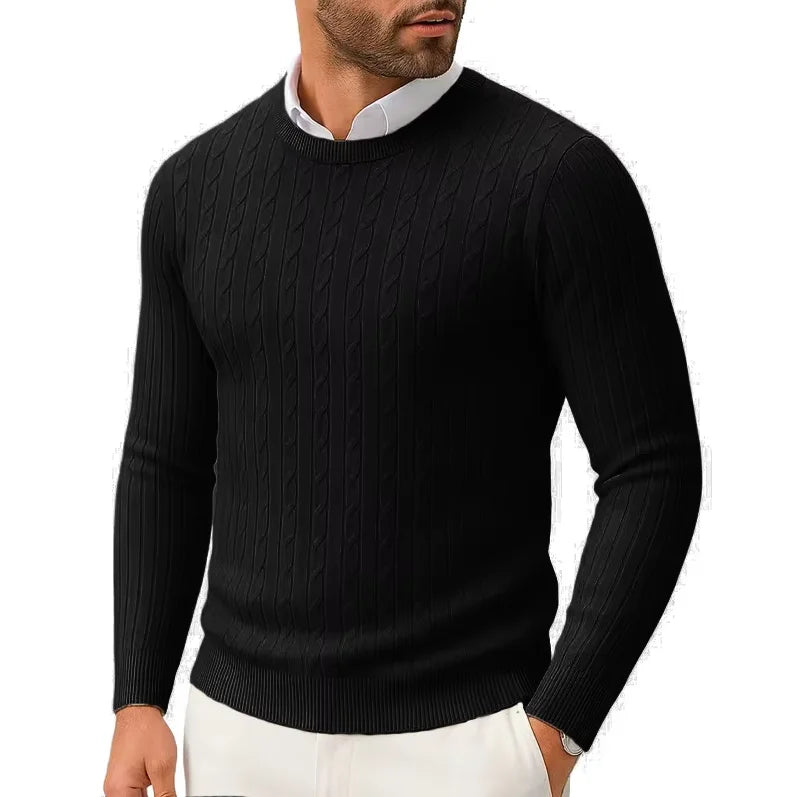 Winter Warm Sweater Men's Round Neck Sweater Slim Fit Pullover Sweater Men's Knitted Inner Top
