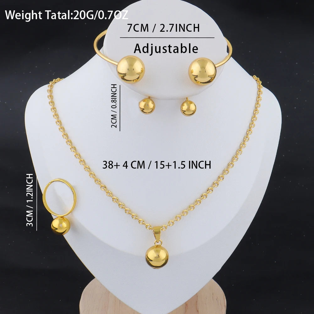Stainless Steel Jewelry Three-dimensional Ring Earring Necklace Bangle 4Pcs Jewelry Set for Women Geometric Exquisite Jewelry