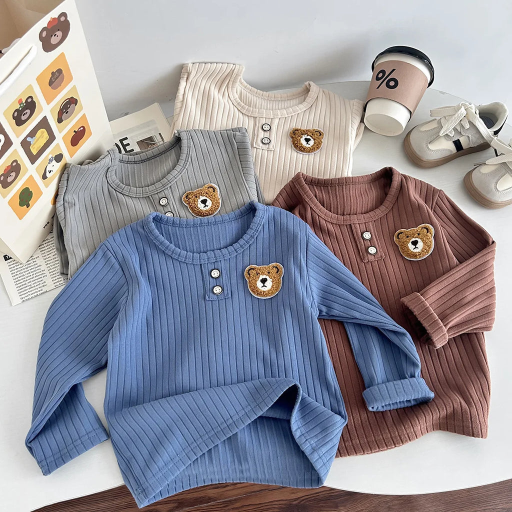 Kids T-shirt Autumn Tops For Boys Long Sleeve Children Undershirts Toddler Bottom Girls T-shirts